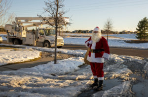 Santa arrives to surprise a child
